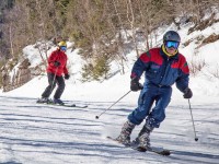 Senior Skiers take lessons at Waterville Valley Resort. Good technique means more enjoyable skiing.
Credit: Steve Bryan
