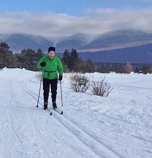 Nordic skiing director at Bretton Woods, NH, is 84 year old Ellen Chandler. Credit: Roger Lohr