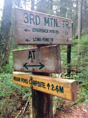 Trail markers point the way to Long Pond. The last few miles of the Appalachian Trail run through the area. Credit: Steve Hines