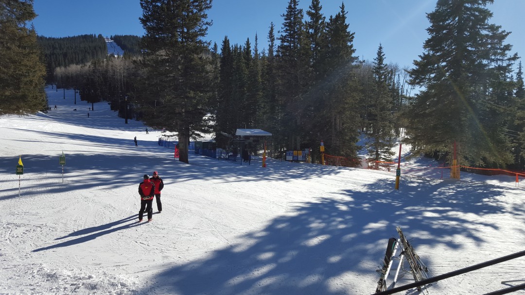 Take the train to ski at SkiSantaFe. 72+ ski for free! That's senior-friendly. Credit: Lee Kniess