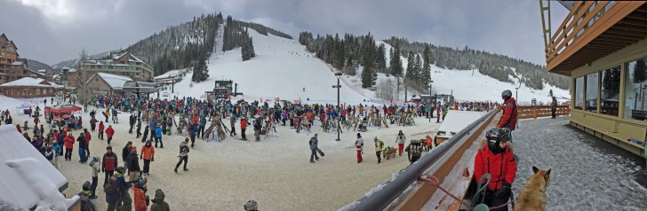 Lots of folks lining up at Winter Park. Holiday weekend was busy. Credit: Susan Winthrop