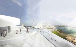 Skiing off the roof, there will be a beautiful view of downtown Copenhagen. Credit: BIG Architects
