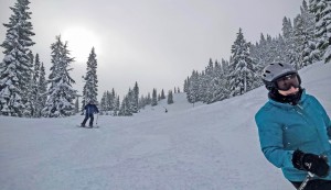 Skiers enjoy the soft snow on Hog Heaven, an intermediate run on the frontside of Stevens Pass. Credit: John Nelson