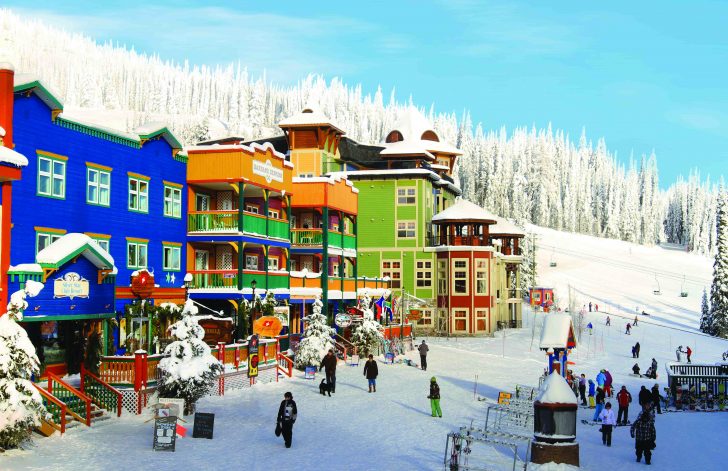 SilverStar Village is a mid-mountain, self-contained resort in itself with restaurants, shops and lodging. Credit: SilverStar