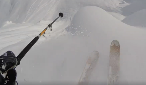 Now this is hard skiing. Alaska spine with jumps. Credit: Richard Permin